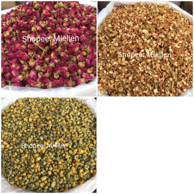 1 Kg Hoa nhài khô, hồng khô, nụ cúc vàng khô