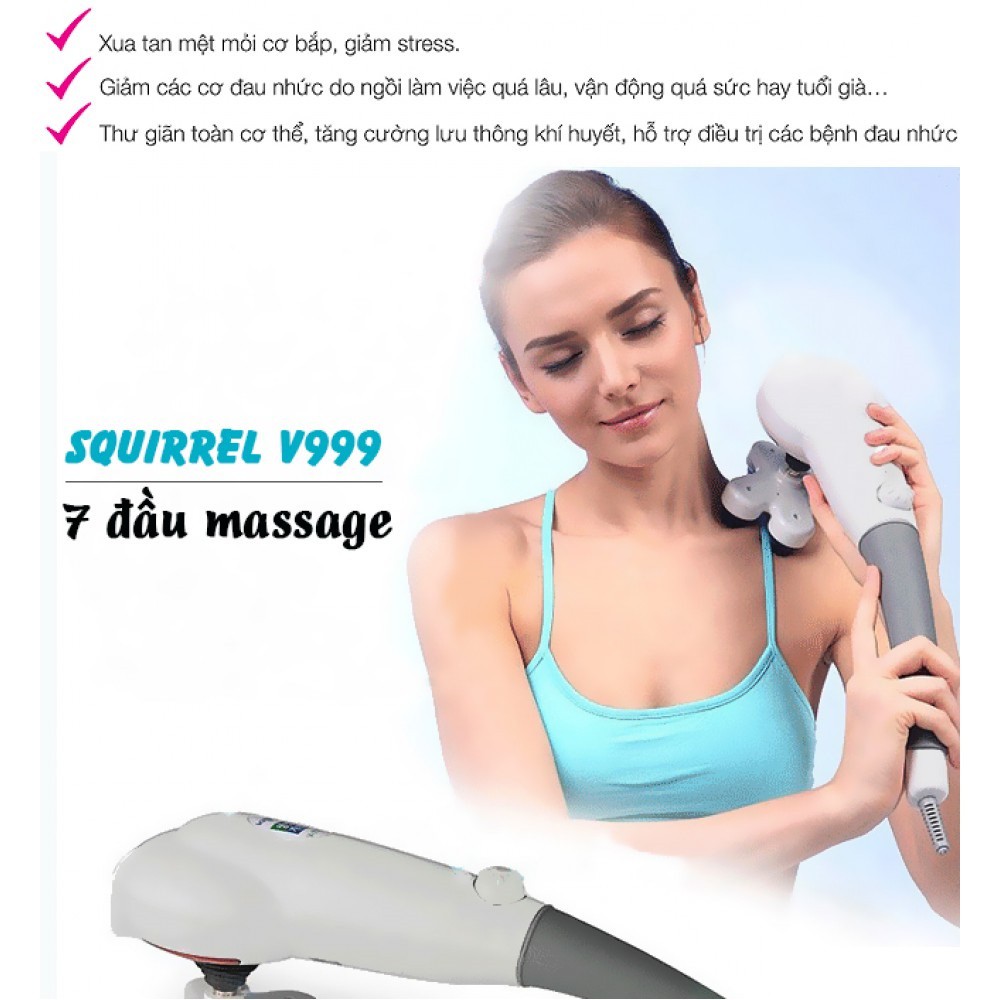 Máy Massage Cầm Tay 7 Đầu Đa Năng Squirrel V-999 Korea