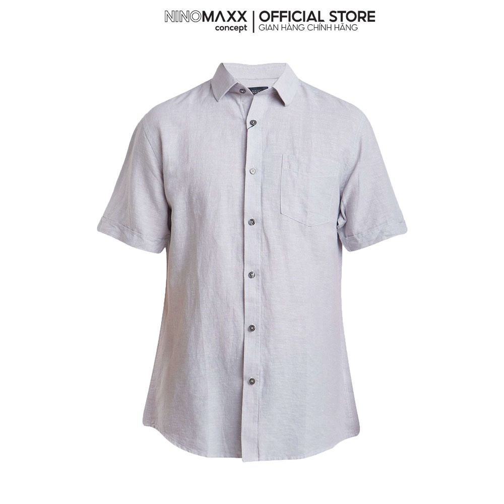Ni&amp;M Áo Sơ Mi Nam ngắn tay có cổ trơn dáng slim fit 1906086