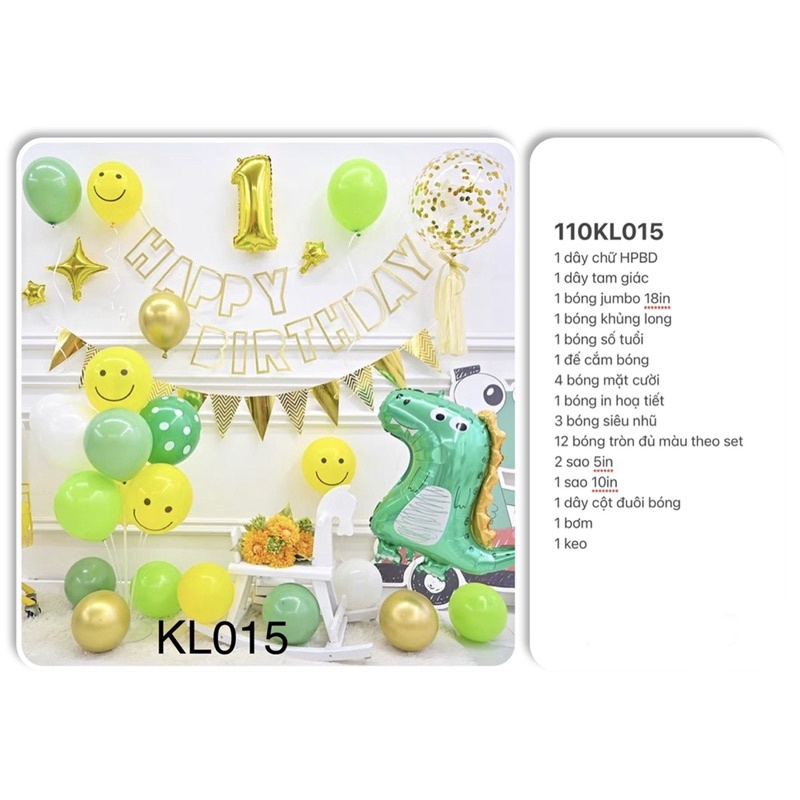 Bóng Trang Trí Sinh Nhật,FREESHIP, Set Khủng Long xanh xinh lung linh