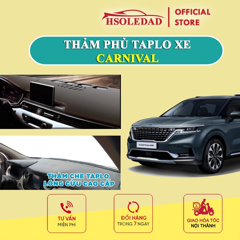 Thảm taplo KIA CARNIVAL bằng lông Cừu 3 lớp hoặc Da Cacbon