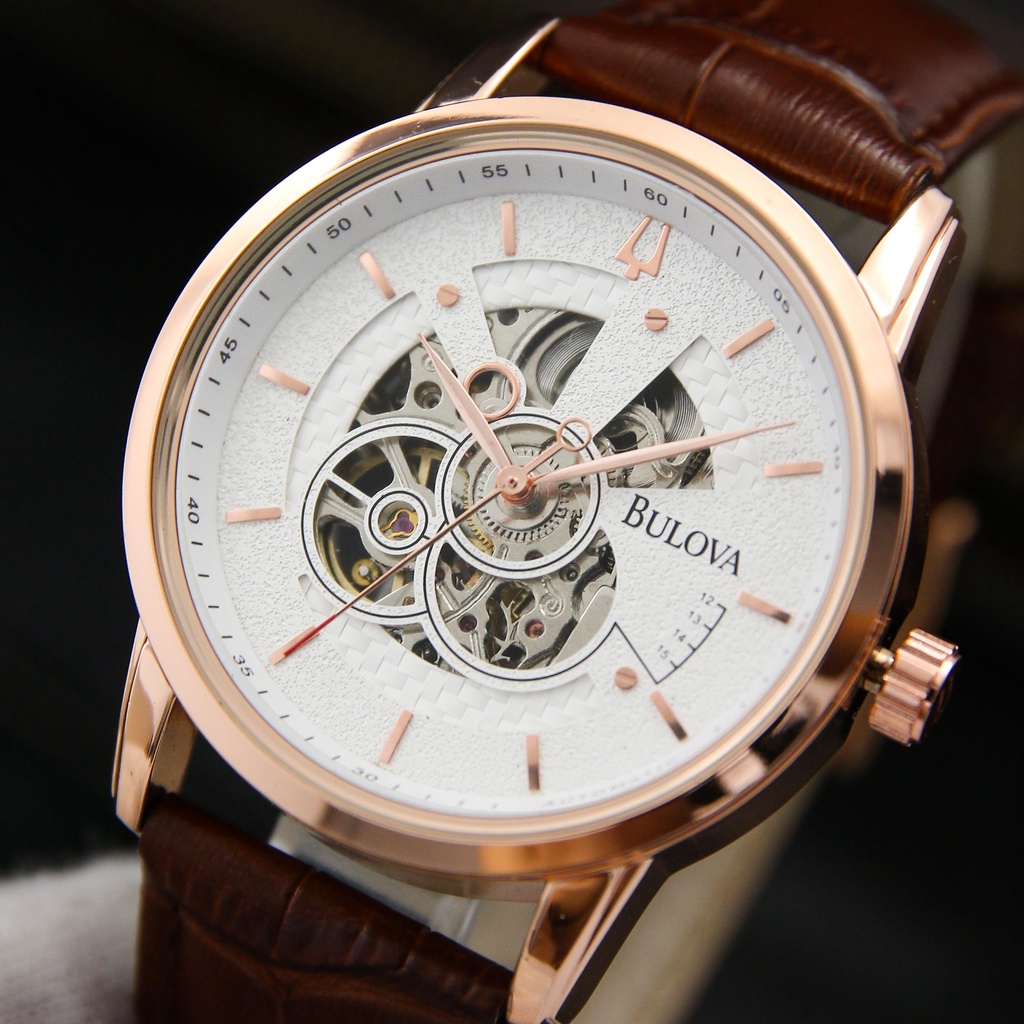 Đồng Hồ Nam Cơ Bulova Dây Da - Lộ Máy Đẳng Cấp - Kiểu Dáng Sang Trọng, Đẳng Cấp, Thời Thượng