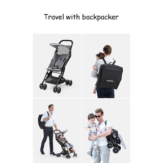 (KÈM BALO ,MÀN CHỐNG MUỖI,DÂY ĐEO VAI) XE ĐẨY DU LỊCH CAO CẤP SIÊU NHẸ GẤP SIÊU GỌN TRẺ EM SEEBABY A2 (MÀU GHI)