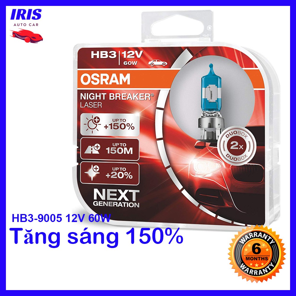 Bóng đèn Halogen Osram H1 H4 H7 H8 H11 HB3 HB4 12V tăng sáng Night Breaker Laser sử dụng cho ô tô xe hơi