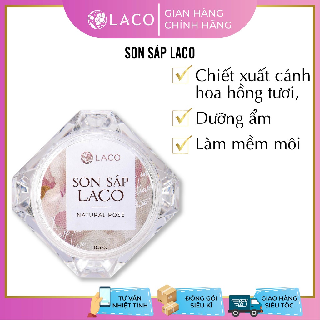 Son sáp Laco ,chiết xuất 100% từ thiên nhiên,dưỡng ẩm ,làm mềm môi