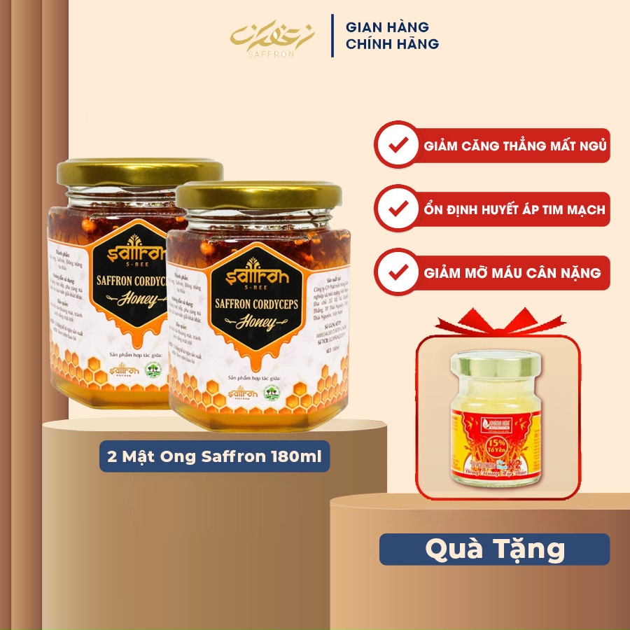 Mật Ong Saffron Đông Trùng Hạ Thảo Saffron Cordyceps Honey - 2 lọ 180ml/lọ
