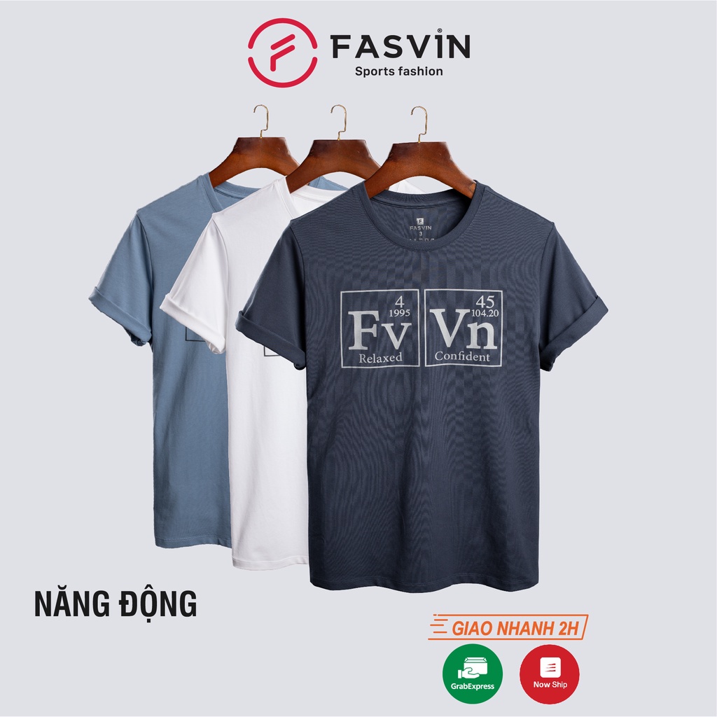 Áo thun nam cổ tròn Fasvin TS20242.HN chất liệu cotton co giãn mềm mịn thoáng mát - HÀNG MỚI VỀ