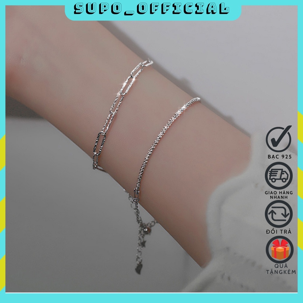 Vòng bạc lắc tay 925 không gỉ lấp lánh thiết kế thích hợp ánh sáng sang trọng cao cấp
