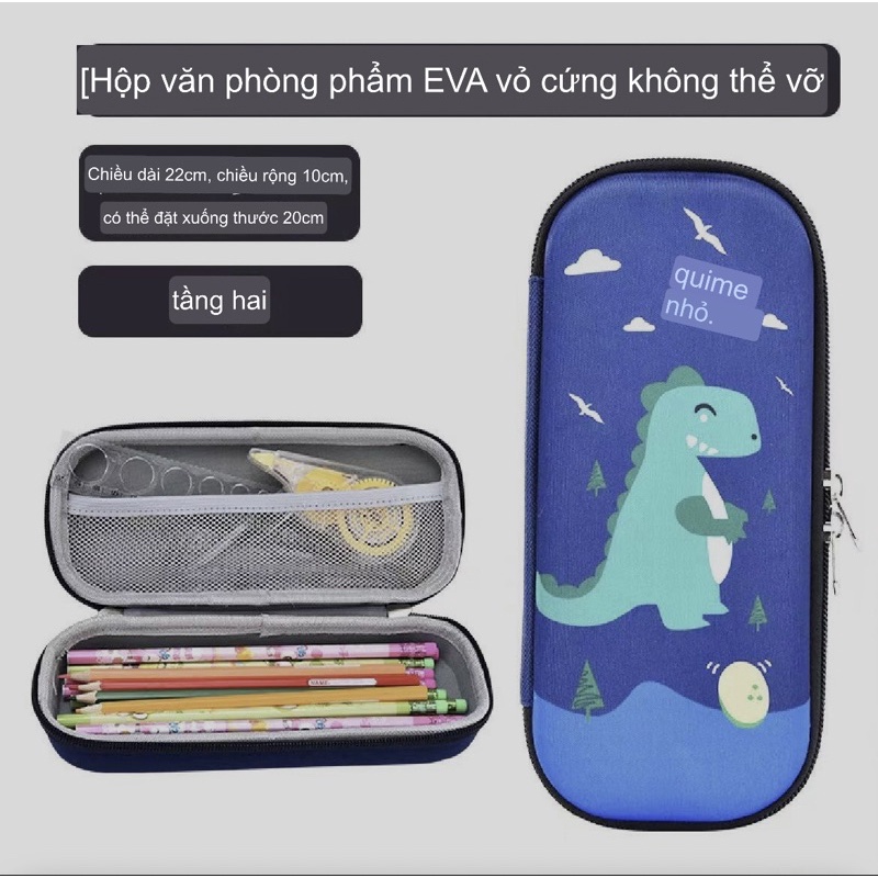 Hộp bút siêu nhân, túi đựng bút nhựa cứng Eva cao cấp siêu nhẹ chống sốc, chống nước, captain, khủng long