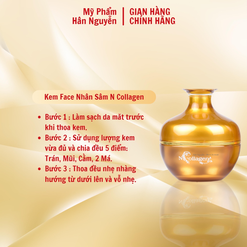 Kem dưỡng trắng da giảm thâm nám nhân sâm Ncollagen Hân Nguyễn 25g - Tặng kèm sét tẩy té bào làm sạch da chết.