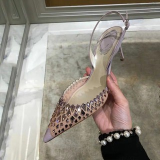 Dép sandal kín mũi đính đá sang chảnh 7-8cm
