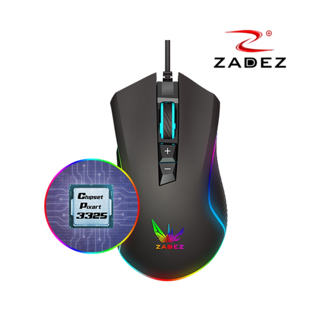 Chuột Gaming ZADEZ GT615M 1000DPI, 6 Mức DPI, 7 Phím Chức Năng, Đèn LED RGB - Hàng Chính Hãng