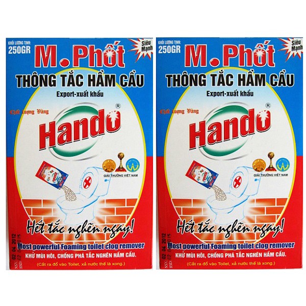 Bộ 2 hộp Thông tắc hầm cầu M. Phốt Hando 250g