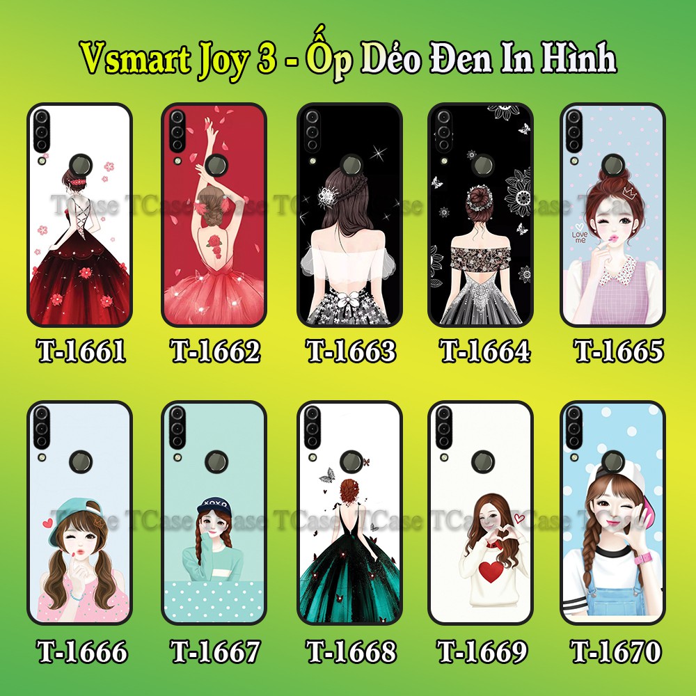 Ốp lưng Vsmart Joy 3 dẻo đen in hình Cô gái