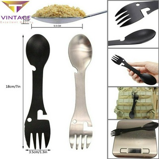 NEW* Camping Utensils Stainless Steel Camping Fork Knife Spoon Bottle Opener