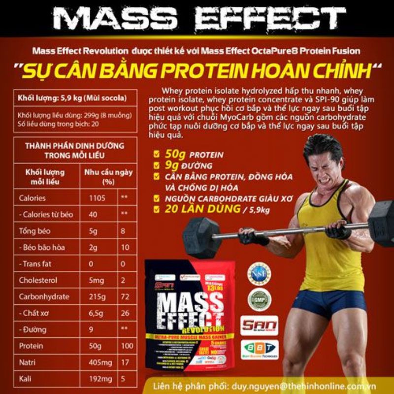 SAN Mass Tăng cân Effect Revolution bịch 5.9kg