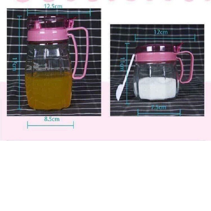 &quot;Bộ 5 Lọ Thủy Tinh Đựng Gia Vị có tay cầm&quot;