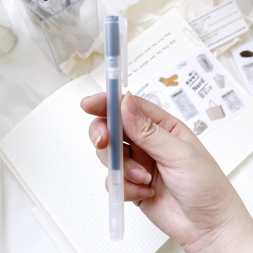 Pick up Bút Gel Muji Chính Hãng nắp đậy bút bấm 0.38/0.5mm viết bài trang trí sổ tay take note bullet journal