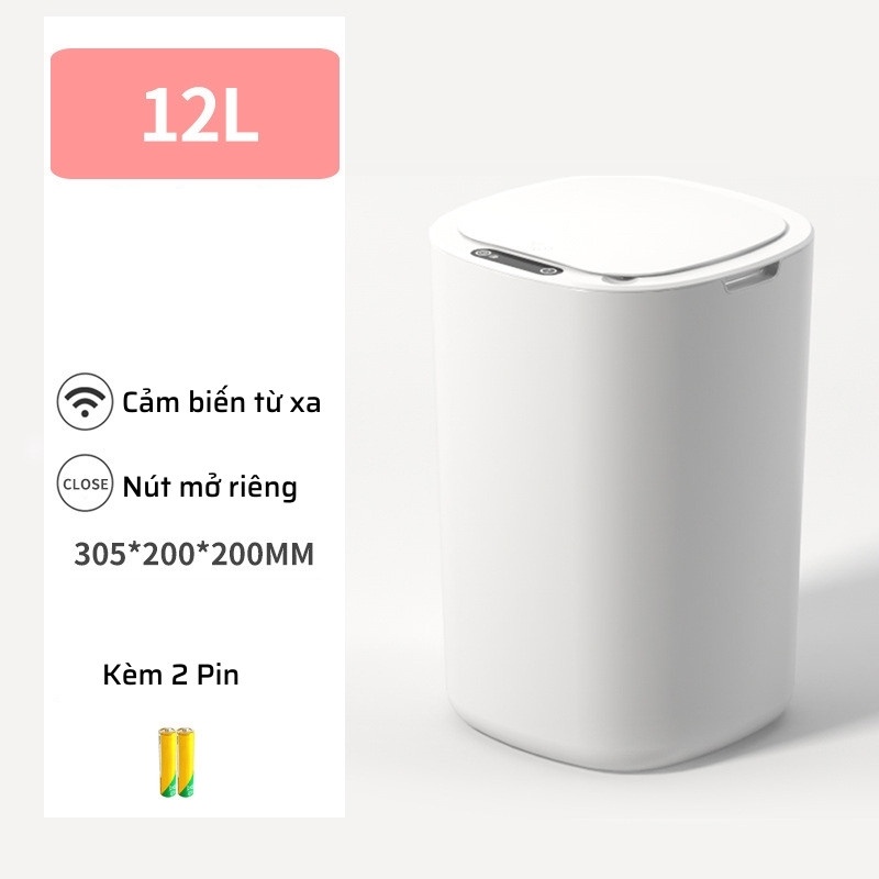 [CAO CẤP] Thùng Rác Cảm Ứng Thông Minh Tự Động Đóng Mở Siêu Nhạy Kèm Pin Thể Tích 12L Smart Home 1904