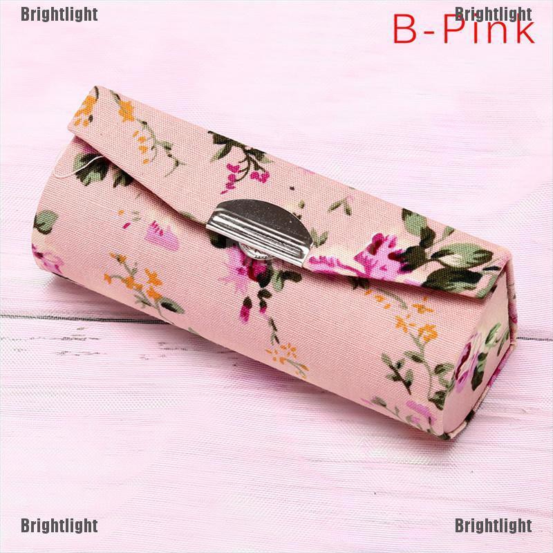 [Bright] Lipstick Case Retro EmbroideRed Holder Flower Design With Mirror Packaging Box [Light]