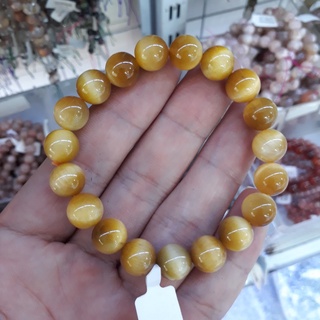 Vòng Phong thủy đá Mắt Hổ Vàng Size 8mm hợp mệnh Kim - Mệnh Thổ