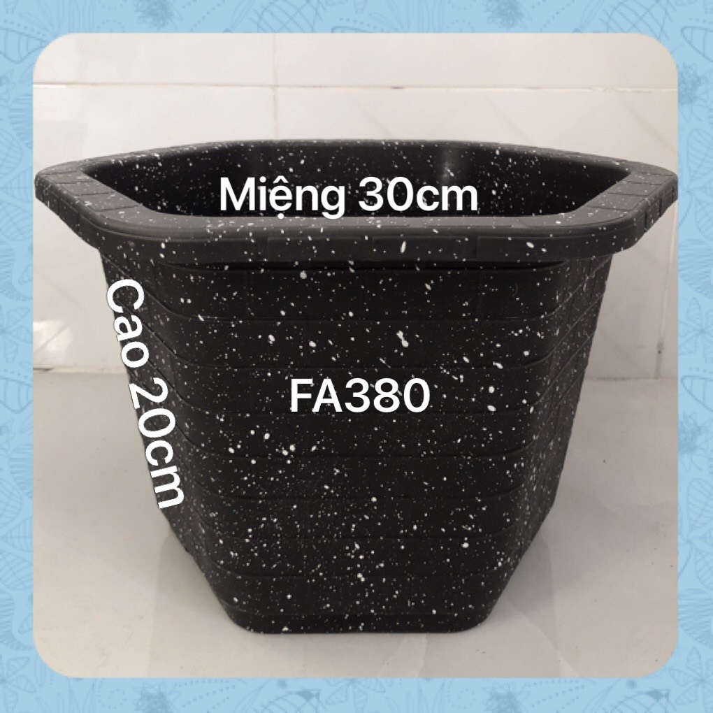 { 10 Cái } Chậu Nhựa Lục Giác FA380 Trồng Cây Đá Đen Dày Dặn