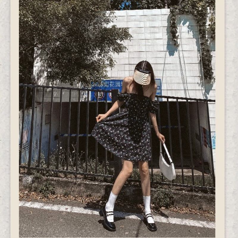 Giày lolita đế cao 5P da bóng , giày cao gót đáng yêu hai quai ngang phong cách ulzzang