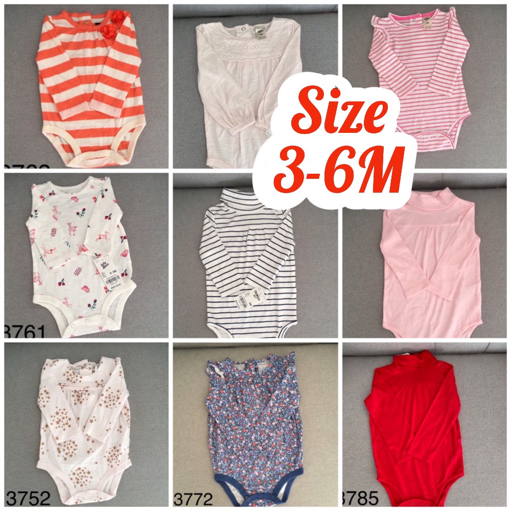 [SIZE 3-6M] Body chip dài tay BÉ GÁI Oshkosh/ bodysuit cho bé trai xuất dư tay dài TDBG - bebefamilyshop