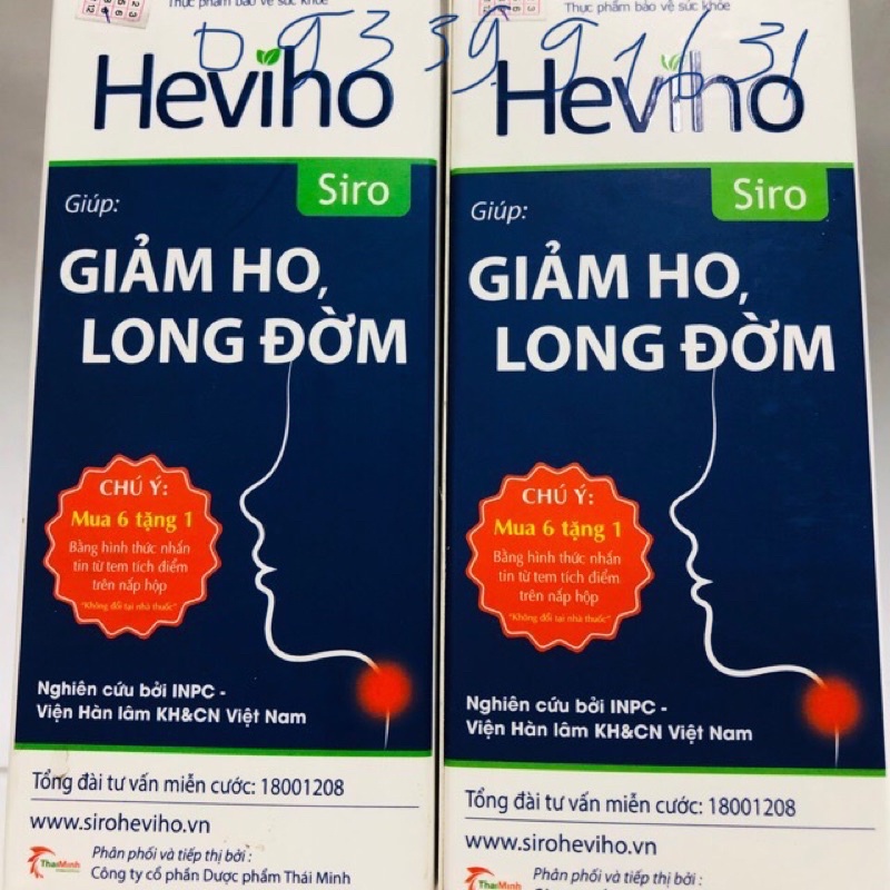 (6 tặng 1 bằng tem tích điểm) siro HEVIHO-giảm ho long đờm