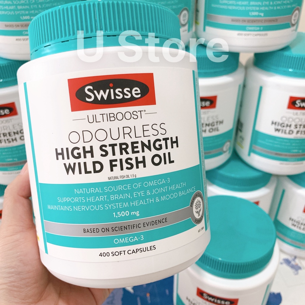 Viên Uống Dầu Cá Liều Cao Swisse Ultiboost Odourless High Strength Wild Fish Oil 1500mg