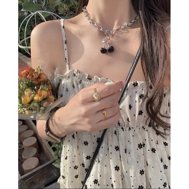 Đầm 2 Dây Hoa Nhí Đen Ngực Bèo Nữ 🌸 Váy Nữ Dáng Ngắn Chất Voan 🌸