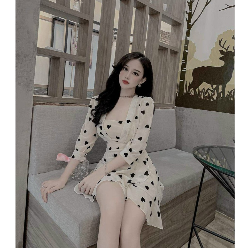 Váy Trắng Họa Tiết Trái Tim, Xòe Bèo Quây Chèo Chân Váy Thời Trang - Winchois | BigBuy360 - bigbuy360.vn