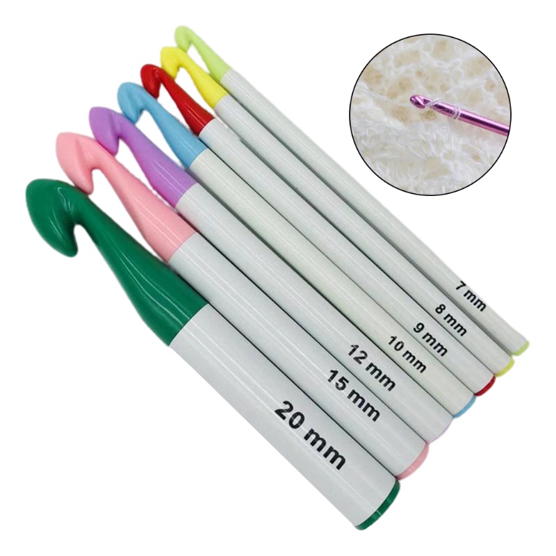 Set 7 kim móc len tay cầm nhựa kích thước lớn 7mm-20mm