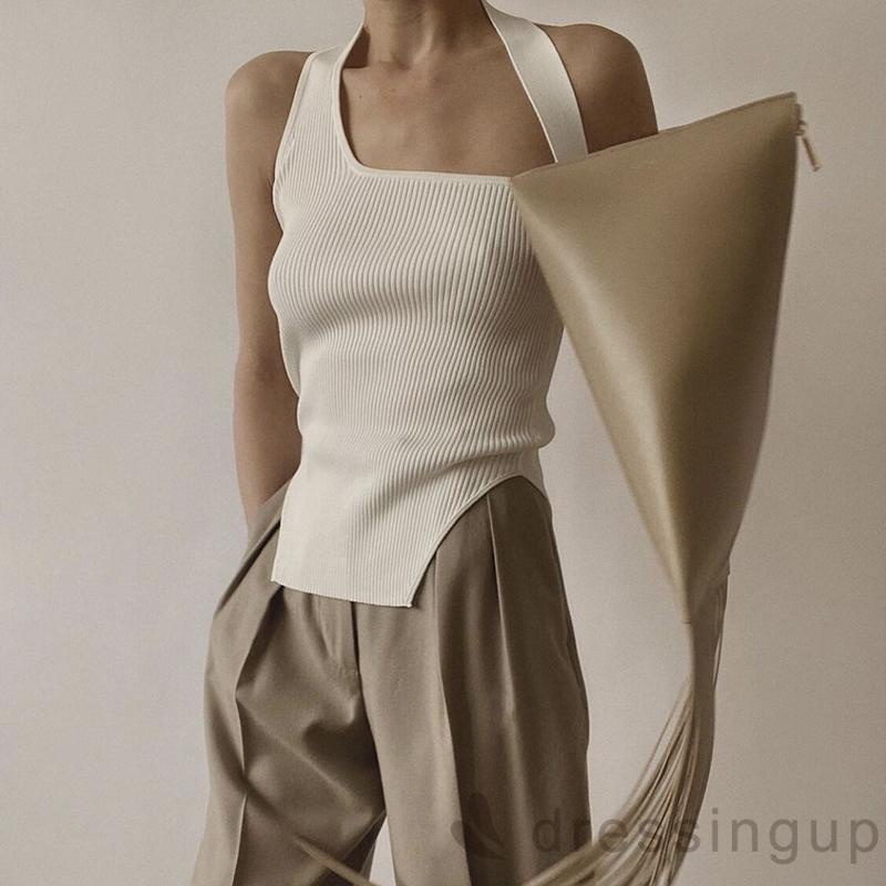 Áo Dệt Kim Không Tay Màu Sắc Đơn Giản Cho Nữ