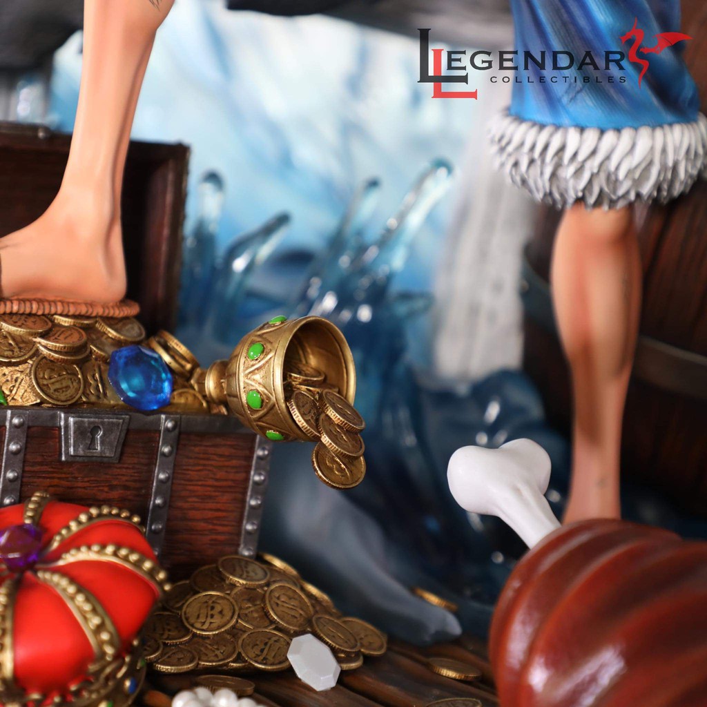 Mô hình luffy ngồi trên kho báu hàng resin siêu đẹp