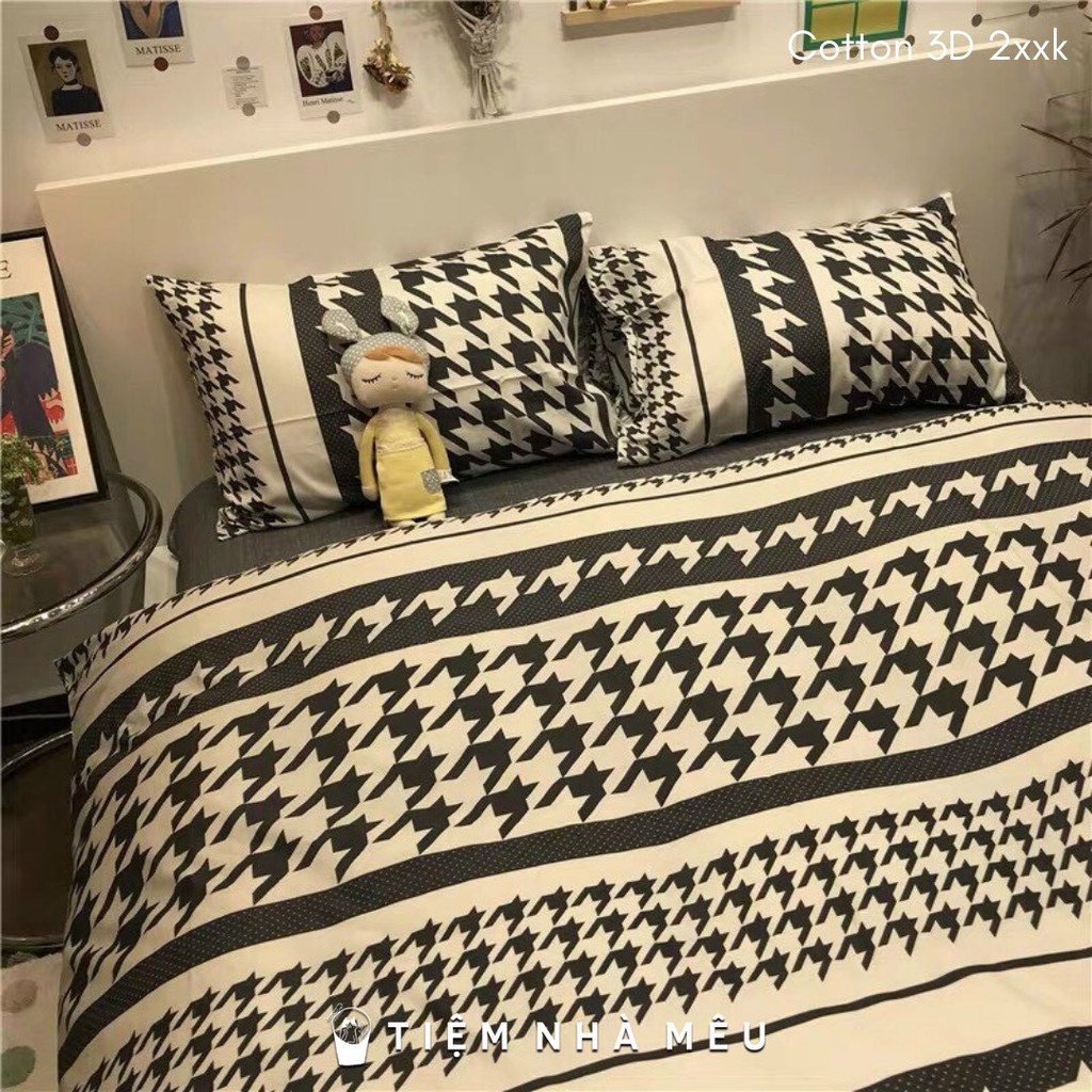 Bộ Chăn Ga Gối Cotton 3D✨ m6/m8/2m-Tiệm Nhà Mêu✨Set 4 Món Poly Siêu Đáng Yêu Bedding - Decor Hàn Quốc ( V0L2)