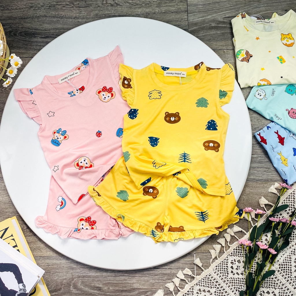 [Bé 7-19kg] Bộ cánh tiên quần bèo thun lạnh Minky Mom cho bé gái từ 7-19kg