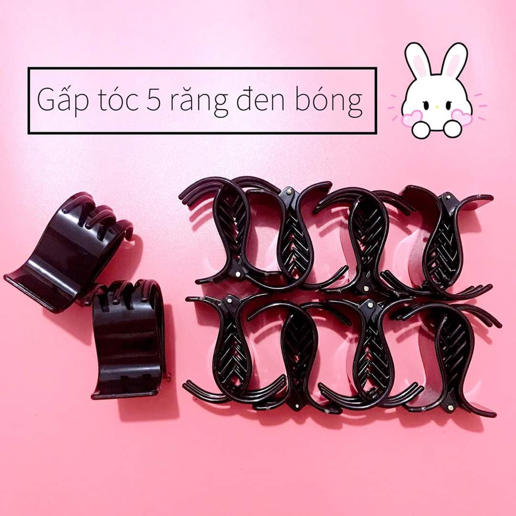 COMBO 5 CÁI GẤP TÓC MÀU ĐEN BÓNG 3 RĂNG CHO BẠN GÁI HÀNG CAO CẤP