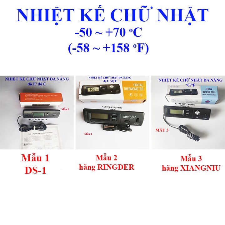 ĐỒNG HỒ ĐO NHIỆT ĐỘ ĐA NĂNG - NHIỆT KẾ ĐIỆN TỬ CHỮ NHẬT DS-1 đo nhiệt phòng oto tủ lạnh RINGDER XIANGNIU