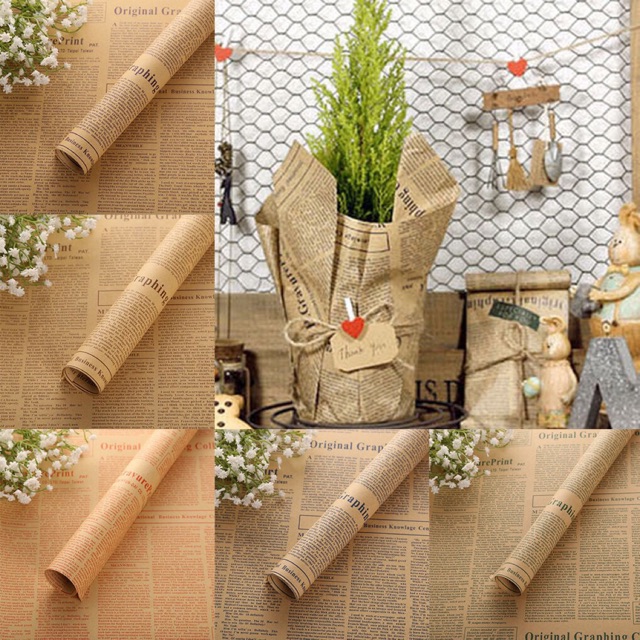 Decorme Giấy báo phong cách vintage trang trí sổ, gói quà phụ kiện văn phòng phẩm