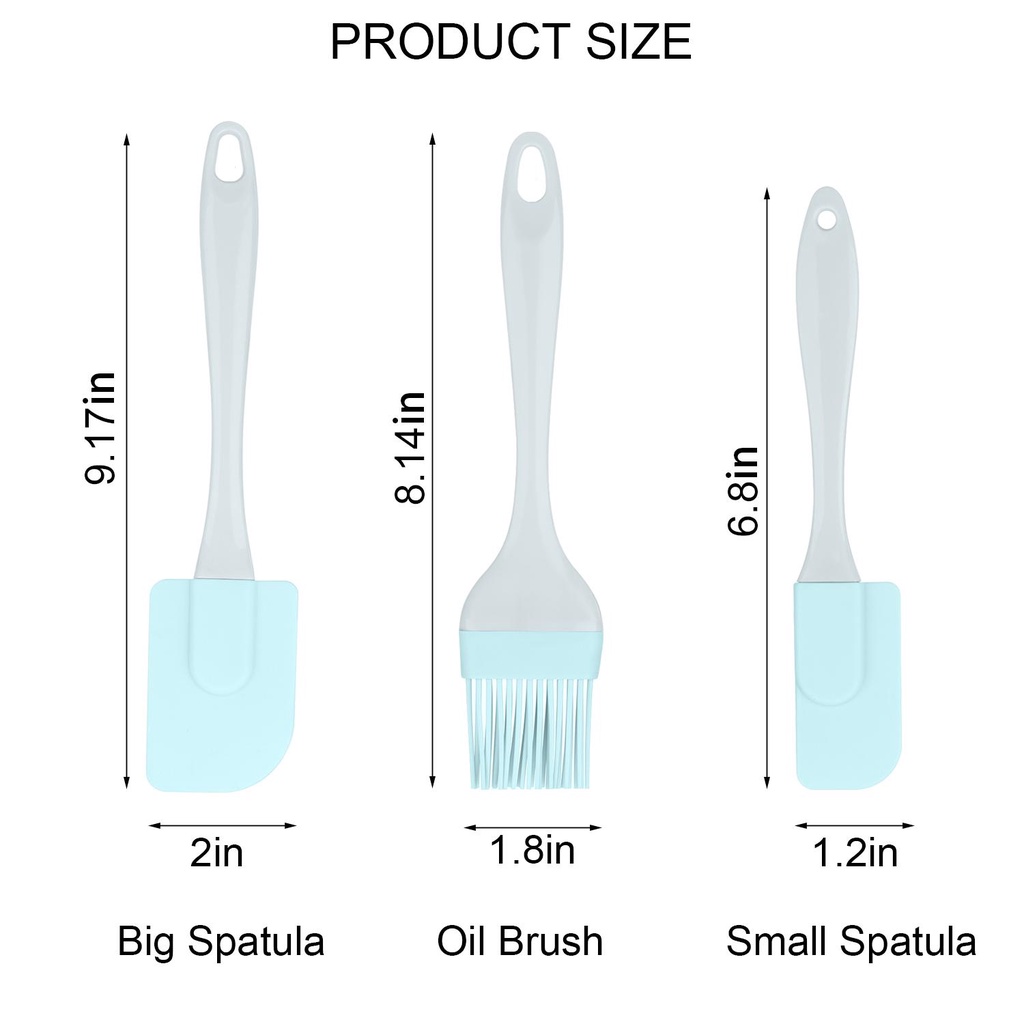 Bộ 3 Cọ Silicone Quét Dầu Màu Xanh Lá / Hồng Thiết Kế Đơn Giản Hiện Đại Tiện Dụng