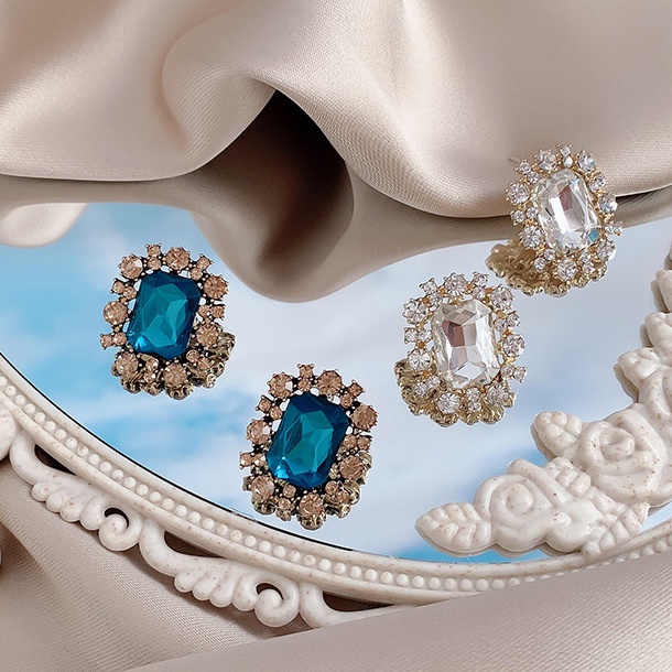 S925 Khuyên Tai Dáng Dài Đính Đá Lấp Lánh Xinh Xắn Phong Cách Hàn Quốc