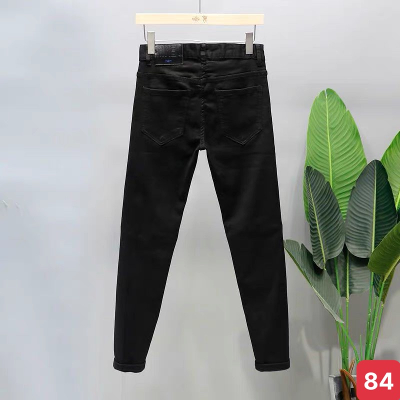 Quần jean nam rách gối kéo khóa màu đen trơn chất jeans bò cao cấp co dãn 4 chiều rin form dáng skinny ADO 2 mẫu mới