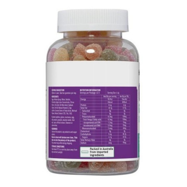 Kẹo dẻo bổ mắt Healthy Care Kids Gummy Omega 3 phát triển trí não cho trẻ từ 2 tuổi 250 viên quatangme