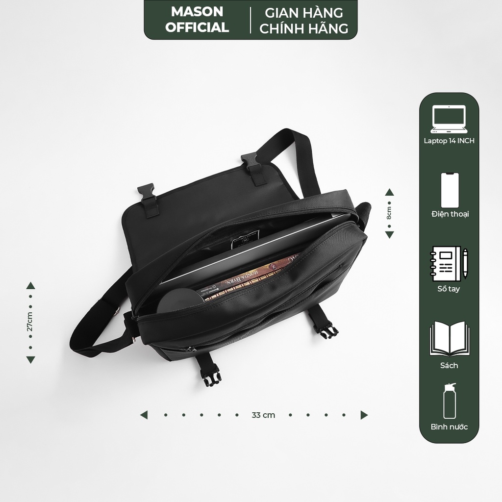 Túi đeo chéo nam nữ unisex đựng Laptop 14 inch Messenge Bag vải Oxford nhập khẩu chống thấm nước thương hiệu Mason - M27