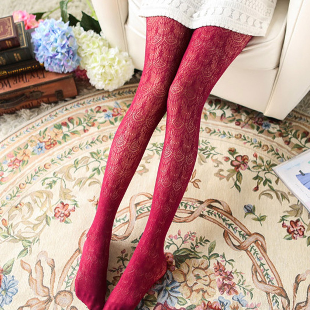 Vớ dài vải ren họa tiết hoa vintage gợi cảm cho nữ