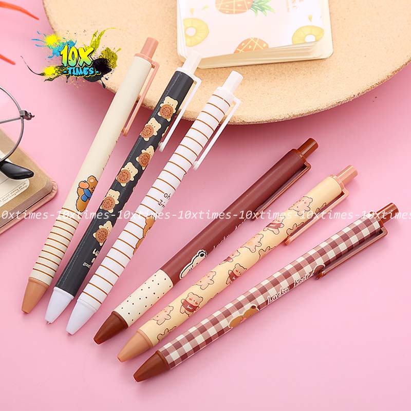 Bút gel bấm dễ thương gấu vintage xinh xắn ngòi 0,5 mm mực đen dùng dể viết bài, trang trí, quà tặng sinh nhật bạn gái