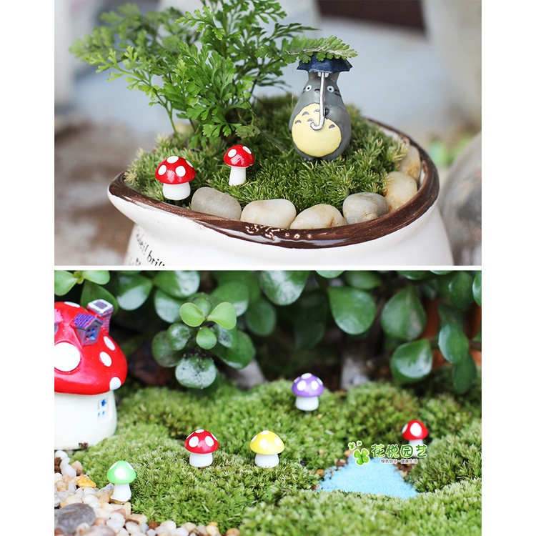 Phụ kiện set 4 nấm màu 1 cm làm tiểu cảnh, charm slime, decor mô hình, đồ handmade