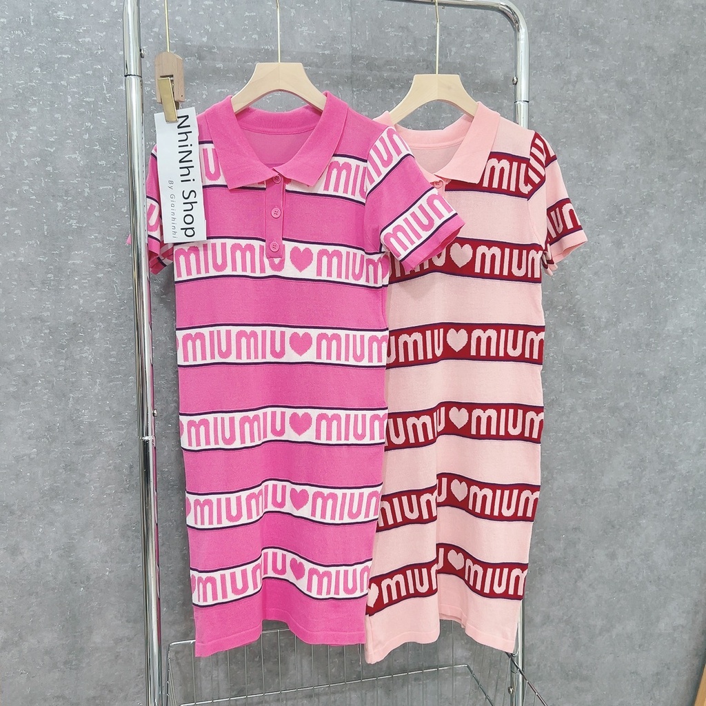 Váy len polo ngắn chữ MM form ôm body đẹp, Đầm kiểu in chữ dáng ôm VL9802 - NhiNhi Shop