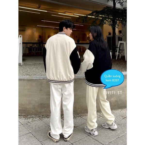 Quần jeans suông 8397 màu đen và kem